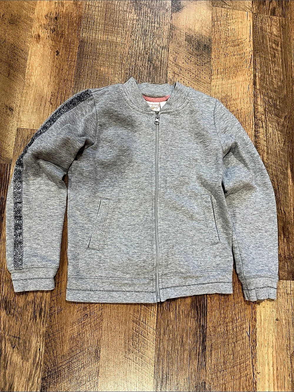 Jumping Beans Girls Sparkle Gray Zip Jacket Size 6